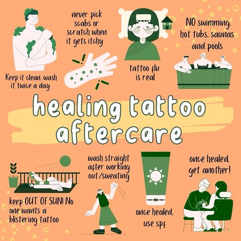 Healing checklist ✅ Healing takes 2-3 weeks 🏊‍♀️ No swimming/Exercise 🏊‍♀️ What’s your tattoo is healing it is extremely important that you stay away from swimming pools, saunas, baths and hot tubs. These can create havoc on open wounds aka your tattoo. You may also want to stay away from gyms and any sort of exercise that’s going to put your tattoo at risk of infection during the first three weeks. ☀️ No Sunbathing ☀️ keep your tattoo out of direct sunlight. This also means you shouldn... Healing Checklist, Pool Tattoo, Swimming Exercise, Healing Tattoo, Tattoo Aftercare, Swimming Workout, Hot Tubs, Keep It Cleaner, 3 Weeks