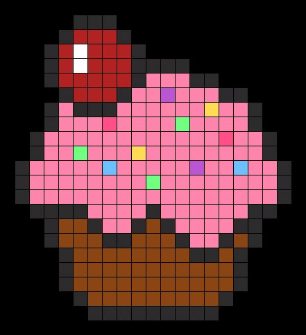 Cupcake Perler Bead Pattern | Perler Bead Patterns | Food Fuse Bead Patterns Image Pixel Art, Modele Pixel Art, Repeat Crafter Me, Monster Cupcakes, Fuse Bead Patterns, Art Perle, Pixel Crochet, Kandi Patterns, Bead Sprite