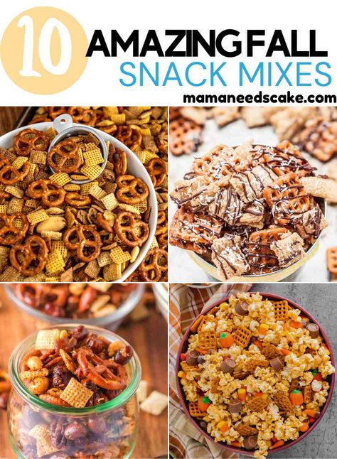 Peanut Butter Snack Mix Recipes, Autumn Trail Mix Ideas, Thanksgiving Trail Mix Recipe, Cajun Snack Mix Recipe, Fall Trail Mix Recipe, Fall Chex Mix Recipes, Snacking Ideas, Healthy Snack Mix, Office Treats