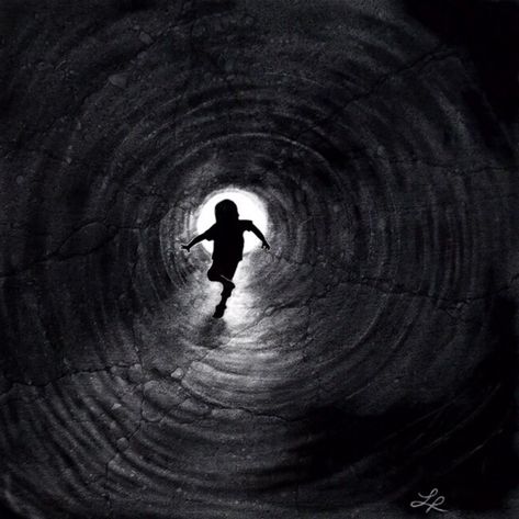 Tunnel Drawing Easy, Tunnel Vision Art, Hole In The Ground Drawing, Light At The End Of The Tunnel Art, Trapped In A Box Drawing, Light At The End Of The Tunnel, Out Of Place Art, Tunnel Drawing, Tunnel Painting