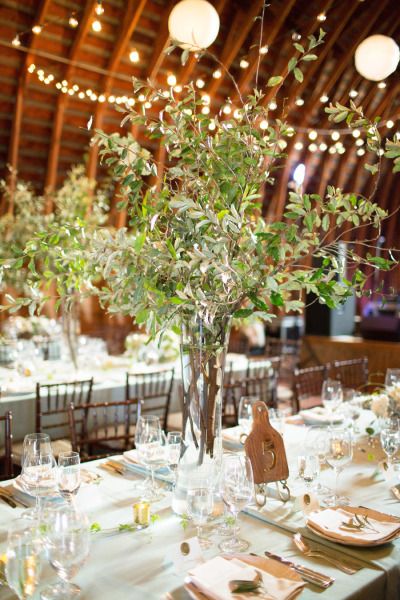 Olive Branch Centerpiece Round Table, White Green Brown Wedding Flowers, Branch Centrepiece, Tree Branch Centerpieces, Branch Centerpieces Wedding, Olive Branch Wedding, Floral Palette, Branch Centerpieces, Romantic Wedding Receptions