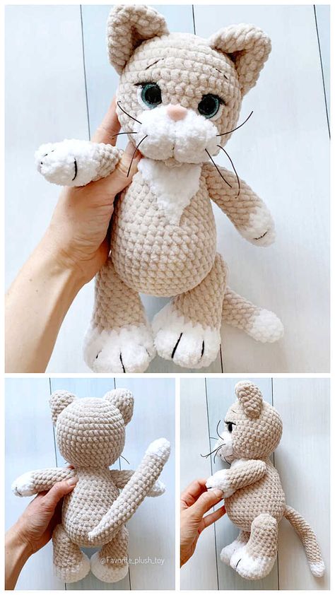 Amigurumi Cat Free Pattern - Free Amigurumi Cat Crochet Pattern Free, Amigurumi Cat Free Pattern, Cat Amigurumi Free Pattern, Crochet Pattern Cat, Kitty Amigurumi, Gato Crochet, Amigurumi Minta, Crocheted Cat, Crochet Toys Free