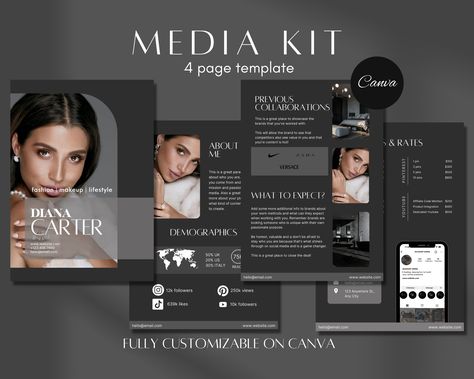 Excited to share the latest addition to my #etsy shop: 4 Page Media Kit Canva Template| Black Instagram Media Kit| Influencer Rate Sheet Template| Blogger Press Kit | Facebook Tiktok Instagram https://etsy.me/41gLS8t #black #white #darkmediakit #blackmediakit #mediakit Media Kit Examples, Template Blogger, Black Instagram, Template Black, Media Kit Template, Sheet Template, Social Media Games, Press Kit, Custom Templates