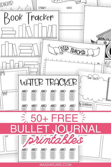 Looking for free Bullet Journal printables? Snag some of these to stay organized and plan efficiently the whole year. Includes all types of Bullet Journal pages: weekly spreads, habit trackers, future log, calendex, gratitude log and so many more. Journal Yearly Spread, Free Printable Bullet Journal Pages, Bullet Journal Yearly Spread, Habit Tracker Free Printable, Book List Printable, Yearly Spread, Weekly Dinner Planner, Planner Cover Printable, Free Printable Habit Tracker