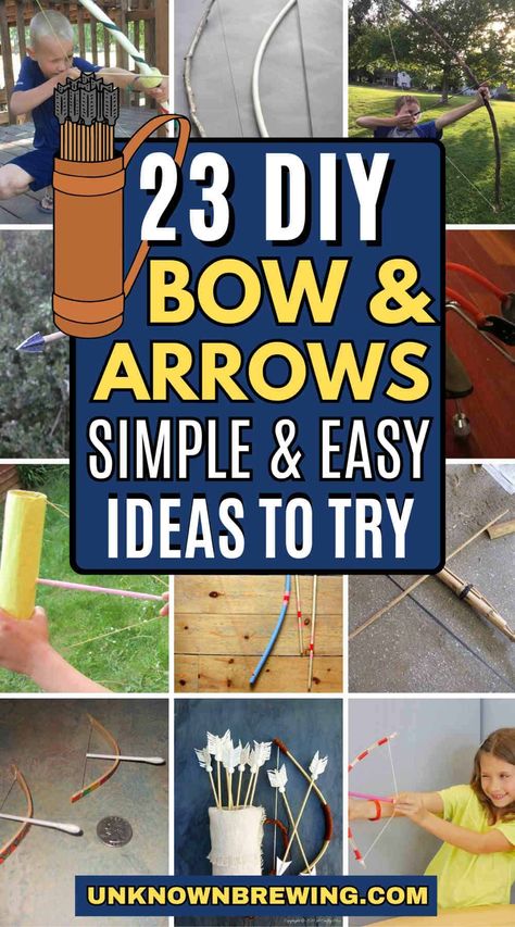 Looking to build your own bow and arrow for hunting, camping, or just for fun? Look no further than these 25 homemade bow and arrow guides. While some may be Making A Bow And Arrow Diy, Bow And Arrow Craft For Kids, Diy Bow And Arrow For Kids, Diy Bow And Arrow How To Build, How To Make A Bow And Arrow, Diy Bow And Arrow, Homemade Bow And Arrow, Diy Archery, Toy Bow And Arrow