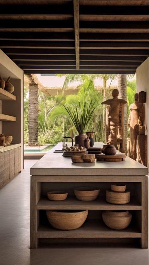 Mexican Interior Design Kitchen, Indigenous Textiles, Mexican Interior Design, Tropical Kitchen, Casa Cook, Mediterranean Interior, Mediterranean Kitchen, Concrete Countertops Kitchen, Modern Kitchen Cabinet Design