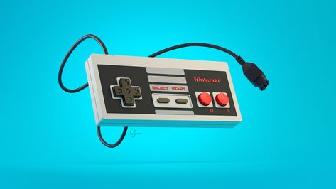 NINTENDO NES CONTROLLERS 3D on Behance Controller Illustration, Nes Controller, Digital Art Inspiration, Traditional Flash, Nintendo Nes, 3d Artwork, Grid Design, 3d Illustrations, Mexican Art