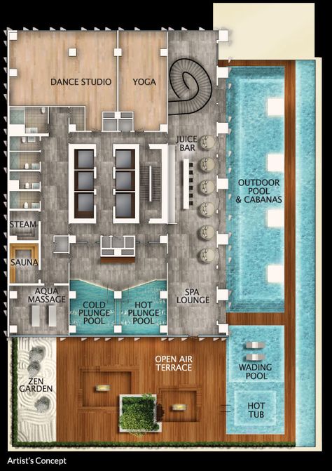 Gym And Spa Floor Plan, Hotel Spa Plan, Spa Plan Architecture Spas, Spa Plan Architecture, Spa Design Plan, Wellness Center Plan, Spa Blueprint, Spa Layout Design Floor Plans, Pool Floor Plan