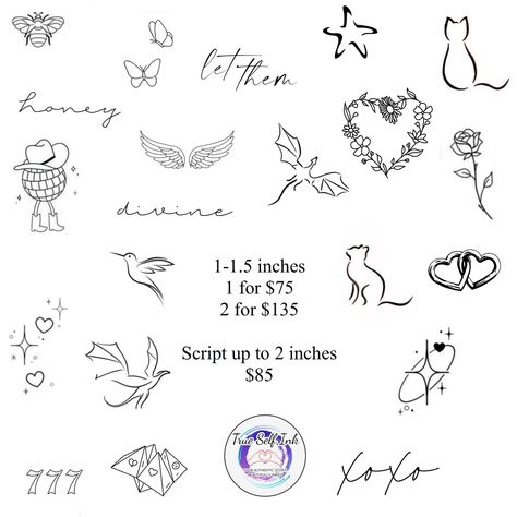 ✨ Tiny tattoos, big meaning! Grab your favorite 1-1.5” designs for $75 each or 2 for $135. Need a little more expression? Get a 2” script design for just $85. Perfect for adding that special touch to your personal canvas. Go to the link in my bio to book your spot! ✨ #TrueSelfInk #TinyTattoos #FlashSale #dallas #dallastexas #dallastx #dragontattoo #cattattoo Tats With Meaning, Tattoos Big, Tiny Tattoos With Meaning, Tiny Tats, Script Design, With Meaning, Dragon Tattoo, Cat Tattoo, Tiny Tattoos