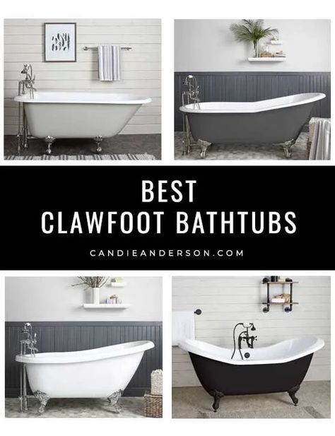 Elevate your self-care routine with these 20 gorgeous clawfoot bathtubs in various colors and styles. Whether it's a classic roll tub or a chic slipper tub, you'll find the perfect fit for your dream bathroom or bath remodel. Let the pampering begin! #BathroomUpgrade #ClawfootTubIdeas #HomeDecor Farmhouse Clawfoot Tub, Claw Tub Bathroom Ideas, Bathroom Ideas With Clawfoot Tub, Claw Foot Tub Bathroom Ideas, Slipper Bath Bathrooms, Bathrooms With Clawfoot Tubs, Bathtub Clawfoot, Bathroom With Clawfoot Tub, Claw Foot Bathtub