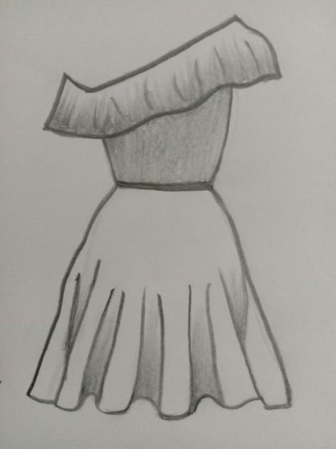 Cute Easy Dress Drawings, Easy Drawings Sketches Dress, Fashion Dresses Drawing Sketches Easy, Chlotes Drawings, How To Draw Tops, Easy Dresses To Draw, Clothes Design Drawings Sketches, Sketsa Dress Simple, Dress Drawing Sketches Easy