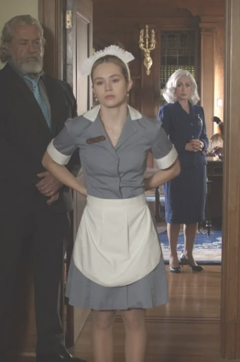 Maid of the Manor - Dawn - TV Fanatic Ladies Maid Aesthetic, Maid Uniform Modern, House Maid Uniform, Drama Costume Ideas, Hotel Maid, Best Plot Twists, Lifetime Quotes, Brec Bassinger, Michael Steele