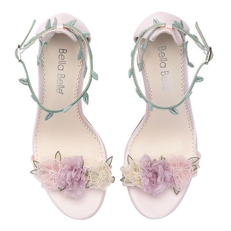 #BellaBelleByYou - Eden was designed, created, and voted by you in our first ever social collaboration campaign. It’s like wearing a beautiful garden of Eden on your feet. It is filled with lush layers of pastel-colored organza flowers in yellow, blush and lavender. The sandal silhouette, coupled with block heels make this shoe the perfect heel for a garden soiree . You can stay secure with the twirling embroidered vines that wrap around the ankle strap. FEATURES: Handmade, extra padding for all Fairy Sandals, Floral Wedding Shoes, Quince Shoes, Pastel Heels, Embroidered Vines, Lavender Heels, Lavender Shoes, Garden Soiree, Flower Wedding Shoes