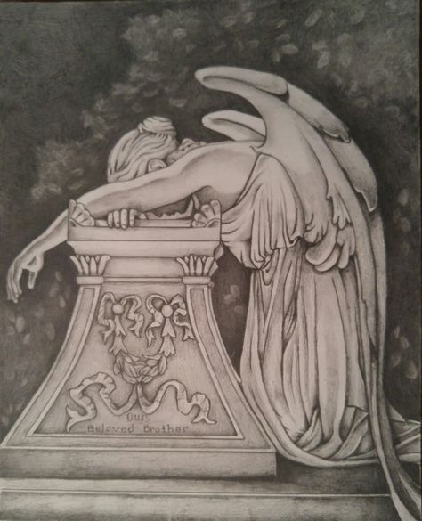 Weeping Angel Drawing, Angel Sketches Pencil, Weeping Angel Tattoo, Draw Sea Animals, Good And Evil Tattoos, Tombstone Tattoo, Draw Sea, Crying Angel, Weeping Angel