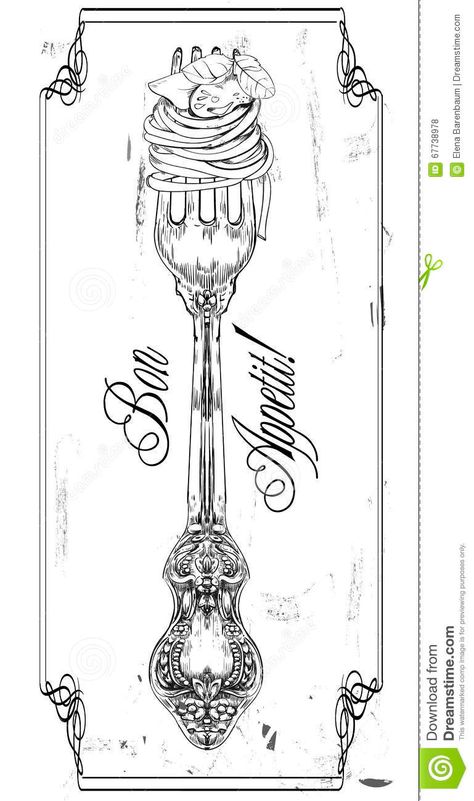 Line Cook Tattoo, Fork Tattoo, Chef Drawing, Fork Drawing, Pasta Tattoo, Pasta Illustration, Culinary Tattoos, Thigh Tattoo Men, Pizza Vector