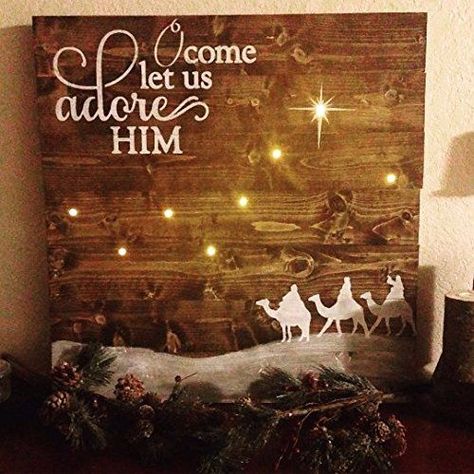 Rustic Christmas Mantle, Christmas Stage Decorations, Church Christmas Decor, Ward Christmas Party, Church Christmas Decorations, Christmas Stage, Christmas Photo Booth, Come Let Us Adore Him, Christmas Church