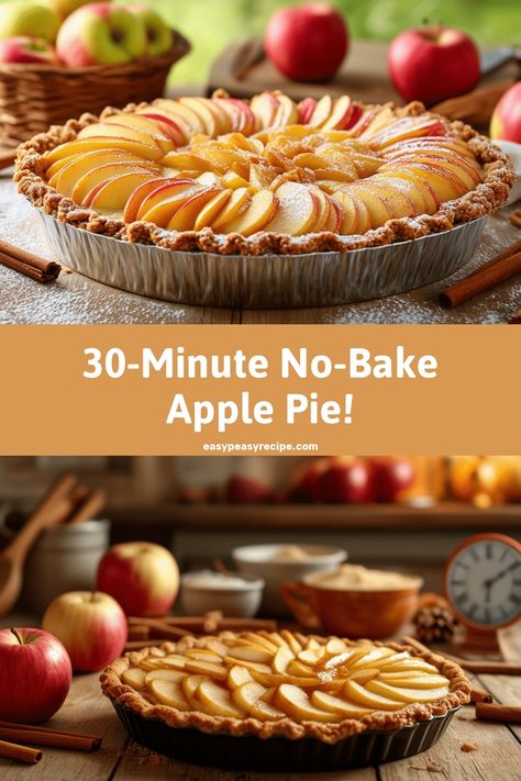 A beautifully arranged no-bake apple pie sits on a rustic table surrounded by fresh apples and cinnamon sticks. No Bake Apple Pie, Tuna Salad Recipe Easy, Pot Recipes Healthy, Apple Pie Recipe, Baked Apple Pie, Easy Meals For Kids, Scrumptious Desserts, Apple Pie Recipes, Baking With Kids