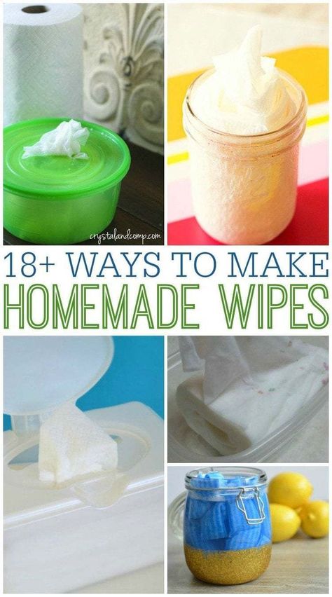 18 DIY Wipes recipes that are easy to make and useful when you have kids. #DIYwipes #spring #cleaning Diy Wipes, Homemade Wipes, Wipes Diy, Homemade Cleaners Recipes, Body Wipes, Homemade Cleaning Supplies, Flushable Wipes, Diy Toilet, Itch Relief