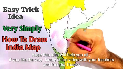 India Map Easy Tricks | How To Draw India Map Easily Step By Step | India Map On Chart Paper Tracing #india #map #tracing #drawing Chart Paper, Easy Tricks, India Map, Drawn Map, Simple Tricks, To Draw, Step By Step, Projects To Try, Map