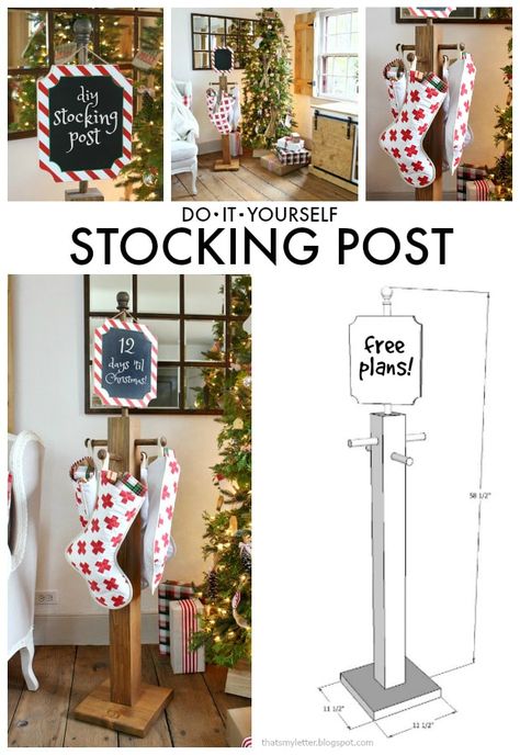 Stocking Post, Diy Stocking, Timmy Time, Diy Stockings, Stocking Holder, Shop Layout, Holiday Stockings, Christmas Wood, Holiday Diy