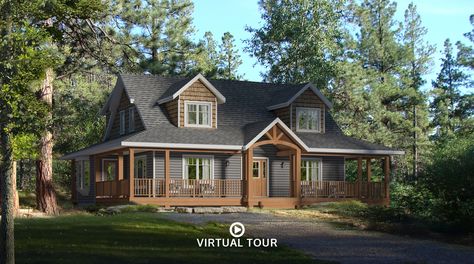 House Plans With Loft, Beaver Homes And Cottages, Beaver Homes, House Plan With Loft, Building A Porch, Exterior Rendering, Lake House Plans, Cottage Plan, House With Porch