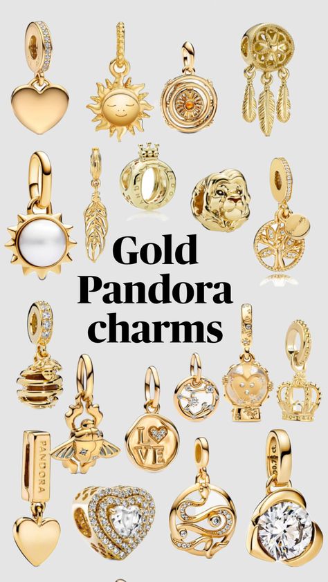 Gold Pandora charms💛⭐️ Pandora Charms Gold, Gold Pandora, Pandora Gold, Gold Charms, Gold Charm, Pandora Charms, Charms, Gold