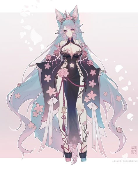 Kitsune Character Design, Kitsune Female, Kitsune Oc, Fox Girl, Female Character Design, Character Outfits, An Anime, Anime Outfits, Fantasy Character Design