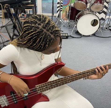 Guitar Girl, Black Femininity, I'm With The Band, Black Excellence, Divine Feminine, Black People, Black Is Beautiful, Black Aesthetic, Bass Guitar