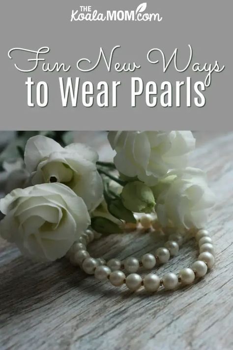 How To Wear Pearls Casual Outfit, Pick A Pearl, How To Tie Pearl Necklace, Women Wearing Pearls, Jeans And Pearls Outfit, Wearing Pearls With Jeans Casual Outfits, How To Style Pearl Necklace Outfit, Pearls With Black Dress, How To Style A Pearl Necklace