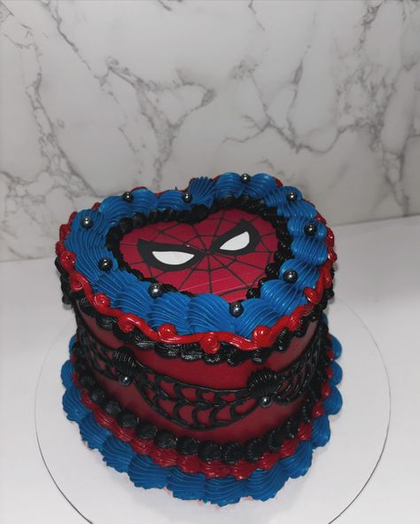 Spidey heart cake 🕸️♥️ #idaho #idahofalls #idahocakes #idahobaker #heartcake #vintagecake #spiderman #lambethcake #buttercreamcake Birthday Cake For Boyfriend, 19th Birthday Cakes, Spiderman Birthday Cake, 19th Birthday, Spiderman Cake, Heart Cake, Spiderman Birthday, Jack And Sally, Boyfriend Birthday