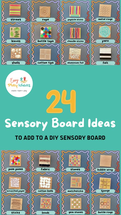 Discover 24 fantastic sensory board ideas to stimulate your child's senses and boost their development. From textured fabrics to bumpy sticks, these DIY sensory items will provide hours of exploration and fun! Cardboard Sensory Board, Sensory Board For Infants, Sensory Pad Diy, Infant Sensory Board, Sensory Boards Diy, Sensory Texture Board, Tactile Bulletin Board Ideas, Diy Sensory Boards Baby, Sensory Wall Ideas Classroom Busy Board