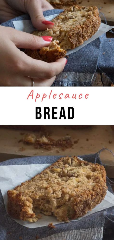 A super moist applesauce bread recipe. With lots of applesauce and some dried apples for extra flavor, this bread is super moist and makes a wonderful breakfast treat. Apple Sauce Bread, Dessert Rolls Cake, Applesauce Bread Recipe, Applesauce Bread, Chocolate Chip Bread, Apple Sauce, Dried Apples, Loaf Cake, Fall Baking