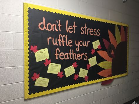 Fall Wellness Bulletin Board, Thanksgiving School Nurse Bulletin Board, Resident Assistant Bulletin Boards Fall, Stuco Bulletin Board Ideas, Thanksgiving Bulletin Board Ideas Ra, Fall Ra Door Decs, November Ra Bulletin Boards, Thanksgiving Bulliten Boards, College Bulletin Board Ideas