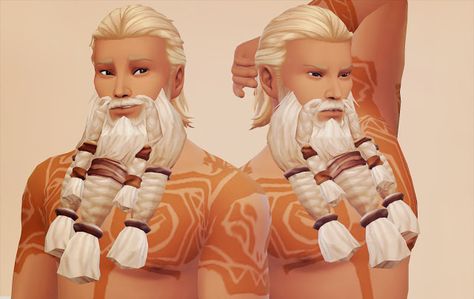 there i perceive valkyries and ravens: Stormheim: a World of Warcraft Vrykul beard conversion by Valhallan Sims 4 Studio, Viking Men, Viking Beard, Fantasy Hair, Sims House Design, Ts4 Cc, Sims 4 Cc Packs, Sims Hair, Sims 4 Collections