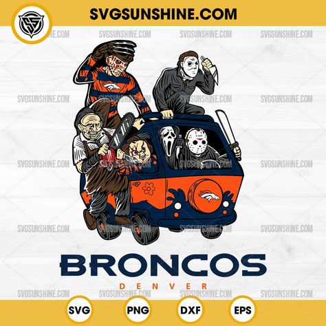 Horror Characters Denver Broncos SVG, NFL Football Halloween SVG Denver Broncos Svg, Denver Broncos Halloween, Football Halloween, American Embroidery, Valentine Embroidery, Easter Embroidery Designs, Halloween Embroidery Designs, Glass Wrap, Animal Embroidery Designs