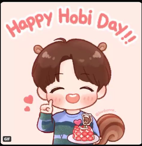 Jhope Tiny Tan, Jhope Chibi, J-hope Chibi, Hobi Day, J Hope Birthday, Cuddle Love, Happy Birthday Drawings, Tiny Tan, Japan Candy