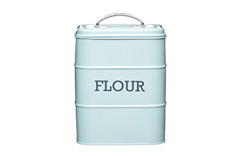 Kitchen Craft Living Nostalgia Blue Steel Flour Storage Tin Living Nostalgia http://www.amazon.co.uk/dp/B00JFRNHSQ/ref=cm_sw_r_pi_dp_3HW5wb0WGNRYS Storage Containers Kitchen, Flour Storage, Flour Canister, Vintage Bread Boxes, Bread Tin, Bread Bin, Bread Box, Storage Canisters, Kitchen Crafts