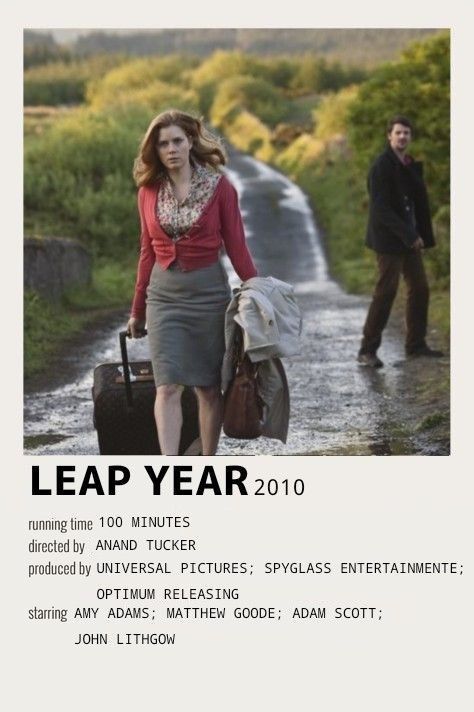 Leap Year Movie, Minimalistic Polaroid Poster, Romance Movie Poster, Romcom Movies, John Lithgow, Adam Scott, Matthew Goode, Leap Day, Girly Movies