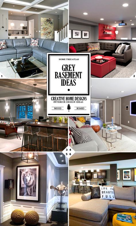 Grey basement decor ideas and walls Grey Basement Ideas, Grey Basement, Unfinished Basement Bedroom, Gray Basement, Basement Painting, Grey Ceiling, White Wainscoting, Question To Ask, Modern Basement