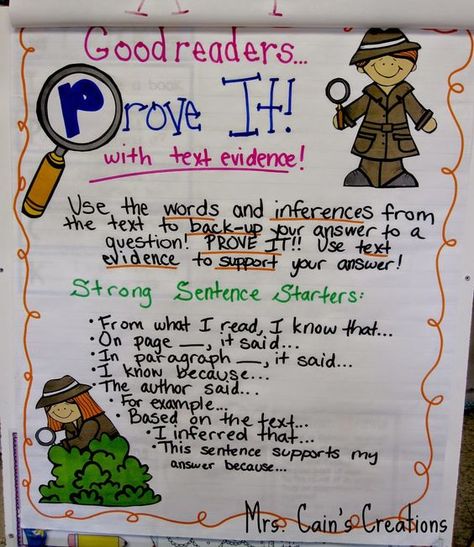 PROVE IT! Citing Text Evidence Like a Text Detective anchor chart! Finding Text Evidence Anchor Chart, Text Evidence Anchor Chart, Evidence Anchor Chart, Trendy Classroom, Classroom Seating Arrangements, Ela Anchor Charts, Writing Comprehension, Citing Text Evidence, Citing Evidence