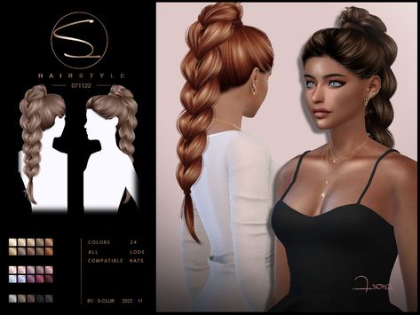 Sims 4 Cc Ponytail, Long Braid Hair, Sims 4 Hairstyles, 4 Hairstyles, Sims 4 Black Hair, Cc Folder, Pelo Sims, Male Hair, Gym Hairstyles