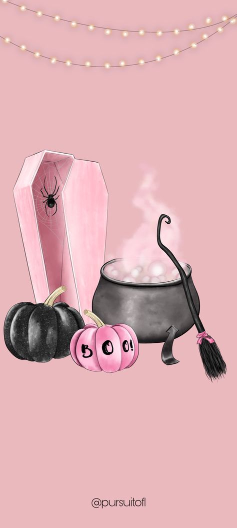 Witch Caldron, Pink And Black Halloween, Pink Obsessed, Halloween Phone Wallpaper, Wallpaper Facebook, Spooky Summer, Wallpers Pink, October Wallpaper, Witch Wallpaper