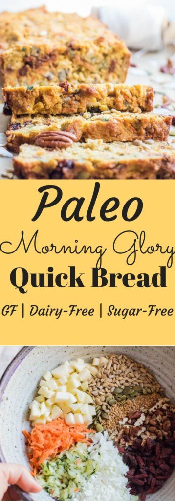 Paleo Morning Glory Quick Bread - A paleo breakfast bread loaded with fruits and vegetables, nuts and seeds. So yummy and so good for you! | abraskitchen.com #steviva #monksweet Paleo Breakfast Bread, Unprocessed Recipes, Paleo Kitchen, Healthy Bread Recipes, Bread Breakfast, Breakfast Bread Recipes, Protein Bread, Paleo Bread, Breakfast Bread