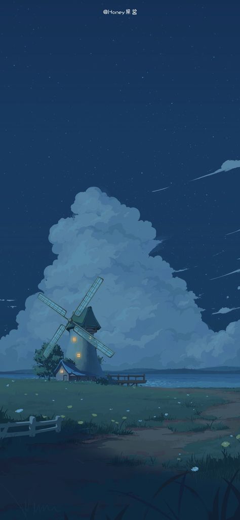 Castle In The Sky Background, Studio Ghibli Night Sky, Ghibli Background Aesthetic, Blue Wallpaper Ghibli, Ghibli Night Wallpaper, Kkchenwei Wallpaper, Turquoise Wallpaper Backgrounds, Anime Night Sky Aesthetic, Studio Ghibli Sky