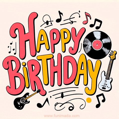 Happy birthday GIF with music Happy Birthday Musical Images, Musical Happy Birthday Wishes, Happy Birthday With Music, Birthday Giphy, Musical Birthday Wishes, Happy Birthday Gif Songs Music, Happy Birthday Guitar, Music Happy Birthday, Birthday Guitar