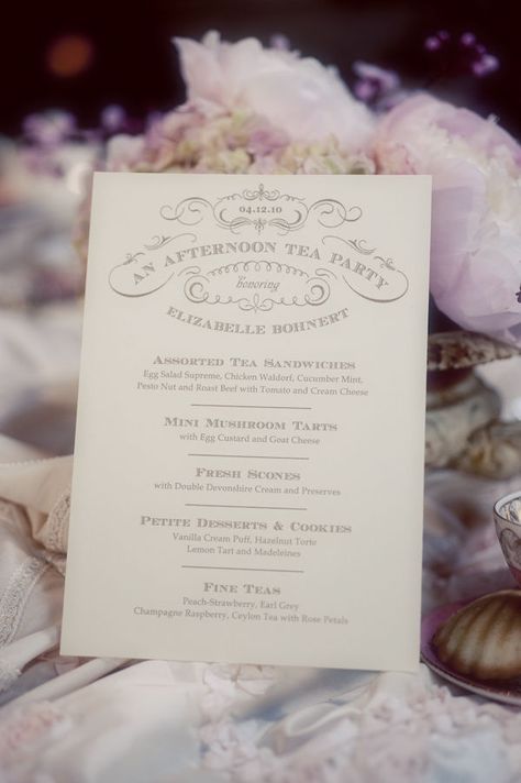 Afternoon Tea Menu Design, High Tea Menu Design, Tea Buffet, High Tea Menu, Friendship Tea, Tea Inspiration, Tea Etiquette, Tea Party Sandwiches, Vintage Tea Parties