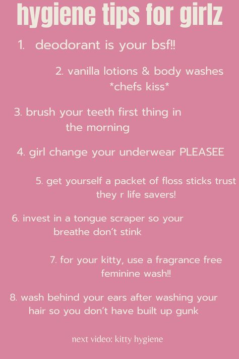 always reach out if you need help figuring out ways to care for you and your body!! #femininehygiene #beauty #hygiene #tips #pink Hygiene Tips Feminine, Female Hygiene, Hygiene Tips, Feminine Wash, Hygiene Care, Baddie Tips, Hygiene Routine, Feminine Hygiene, Keeping Healthy