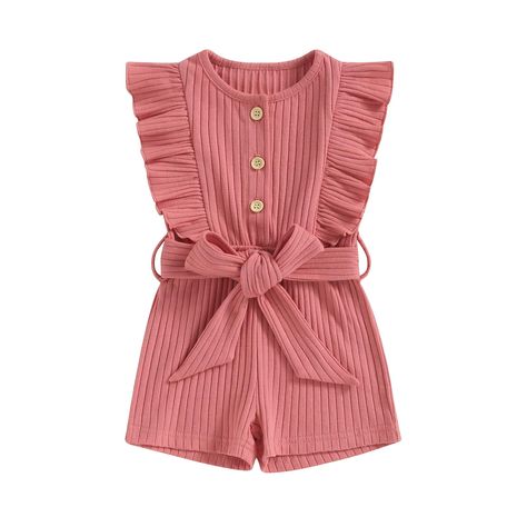 PRICES MAY VARY. 【High Quality】: Baby Girl Clothes Toddler Ribbed Ruffle Sleeveless Button Down Belted Romper Summer Short Jumpsuit One Piece Outfit, Made of high quality cotton blend fabric, super soft and comfortable, full of stretchy, breathable and absorbent, friendly for your babies delicate skin. 【Cute Design】: Toddler baby girl jumpsuit romper, toddler baby girl ribbed romper, toddler ribbed jumpsuit girl, baby girl ruffle jumpsuit, baby girl sleeveless romper jumpsuit, baby girl summer o Jumpsuit Summer Outfit, Ribbed Romper, Ribbed Jumpsuit, Sleeveless Romper Jumpsuits, Romper Summer, Jamie Kay, Toddler Girl Summer, Mommy And Me Dresses, Newborn Boy Clothes