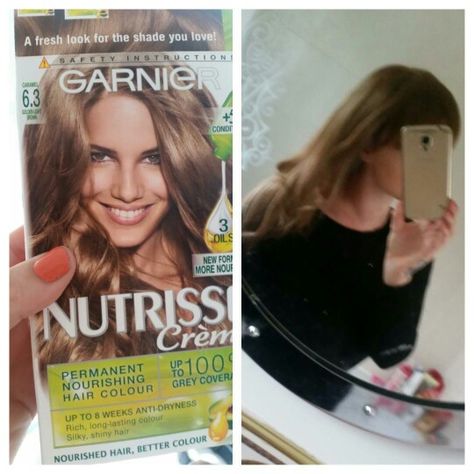 Garnier nutrisse 6.3 golden light brown Light Brown Box Dye, Brown Box Dye, Box Dye, Golden Light, Brown Box, Grey Hair Color, Cover Gray, Golden Lights, Light Brown Hair