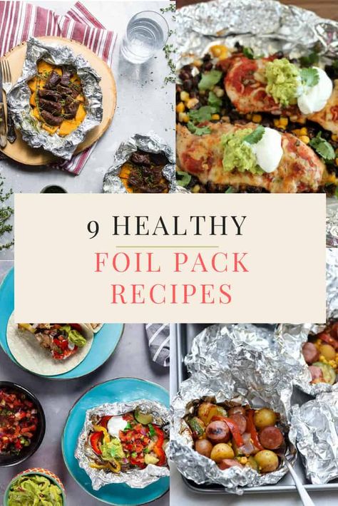 9 Healthy Foil Pack Recipes For When You Don’t Want To Do Dishes ~ https://www.healthy-delicious.com Foil Packets For The Grill, Foil Pack Recipes, Chicken Foil Packets, Foil Pack Dinners, Foil Packet Dinners, Foil Pack Meals, Foil Dinners, Foil Packet Meals, Foil Packet